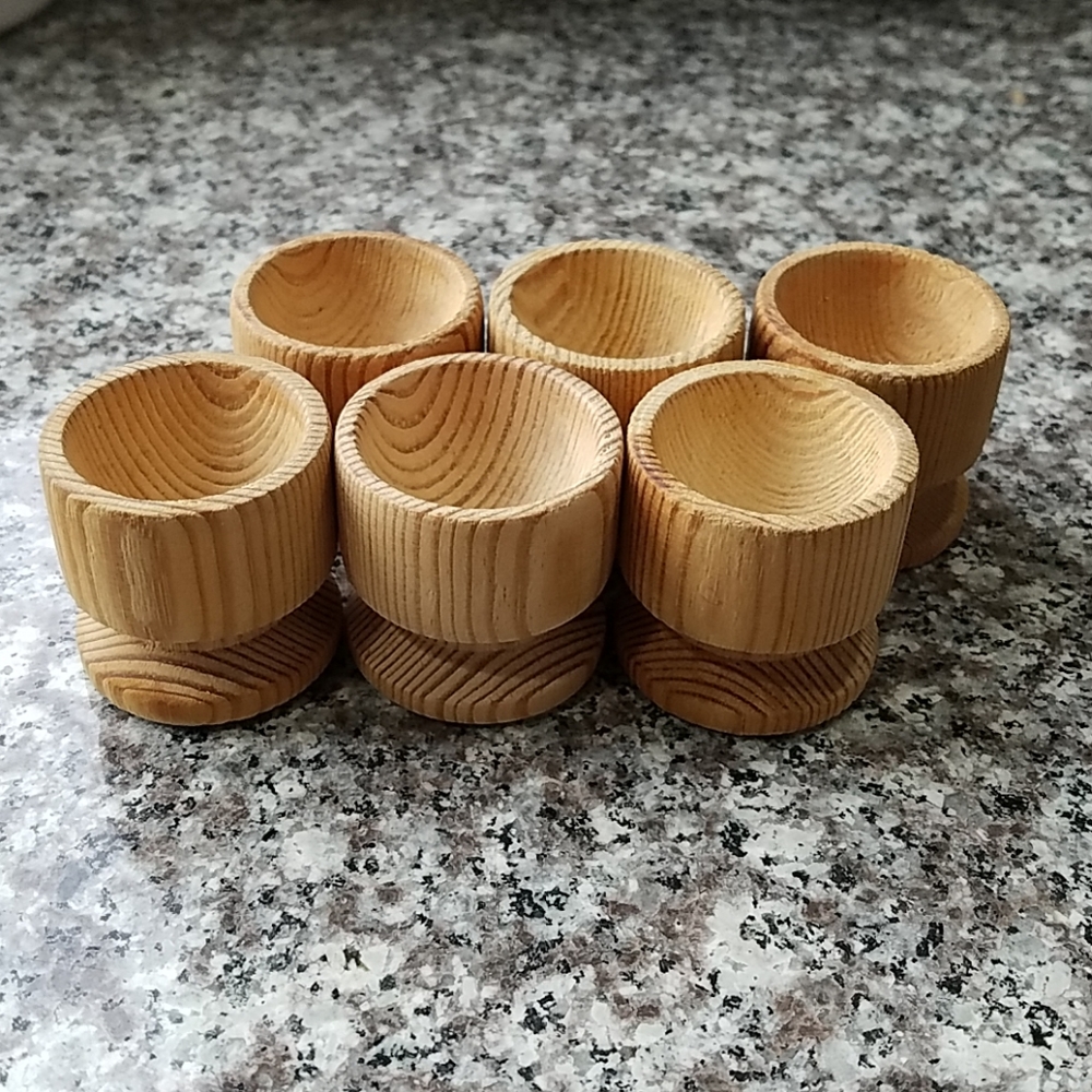Natural Wood Napkin Ring Set - 6 Pack